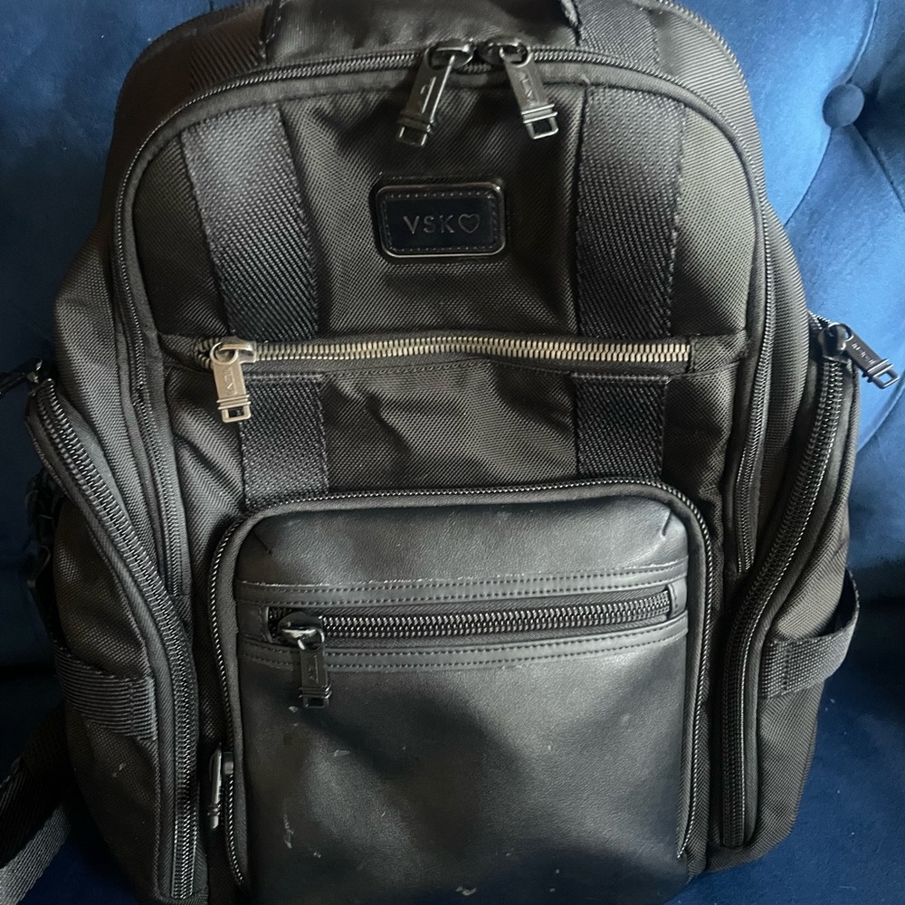 Black SBackpack with Laptop Compartment. You can change initials at Tumy store